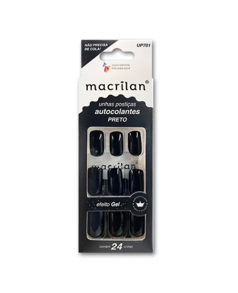 UNHAS POSTIÇAS C/ADESIVO PRETO UP701-MACRILAN